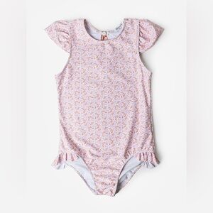 MINNOW// Girls' Cap Sleeve Rash Guard One-Piece Swimsuit